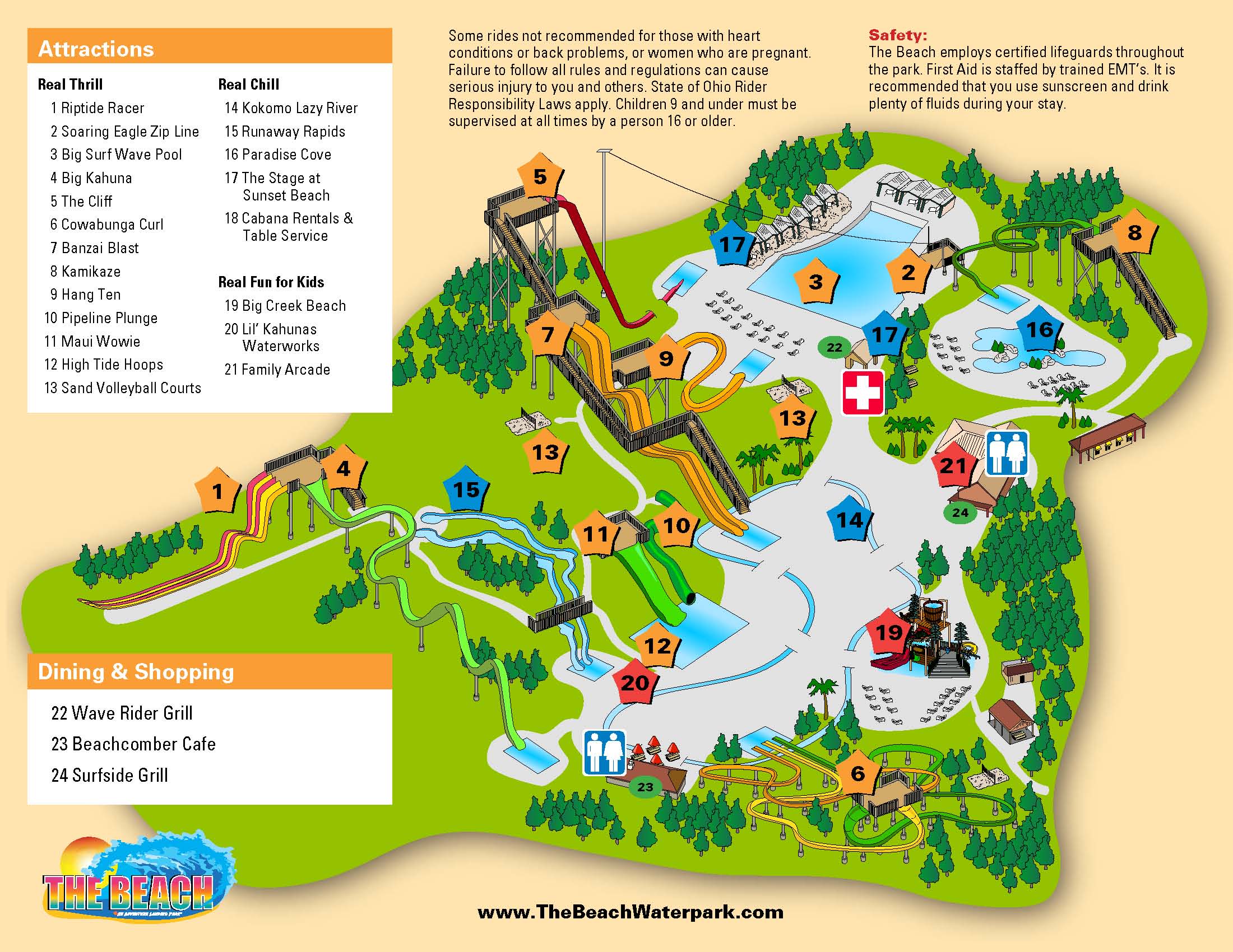 Park Info The Beach Waterpark Mason Ohio Park Map Tri Fold